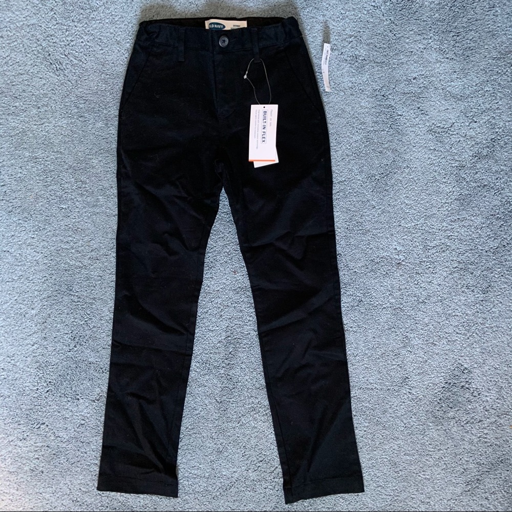 Old Navy boy slim flex black chino NWT 8